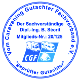 Stempel geprüfter Gutachter Caravaning-Gutachter Fachverband e.V.